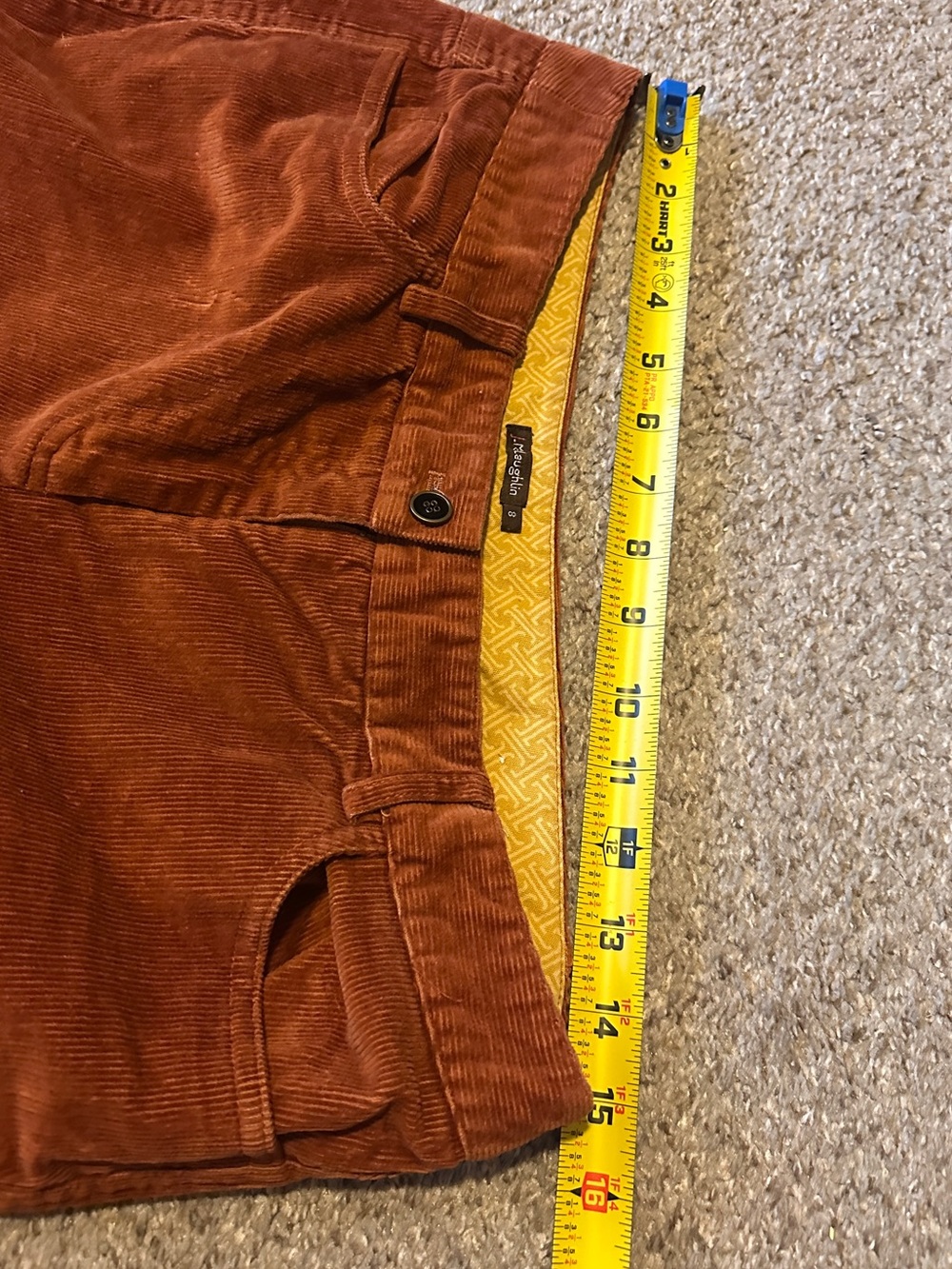 J. McLaughlin Burnt Orange Corduroy Pants Women’s Size 8 Fall Academia Preppy - Picture 12 of 15